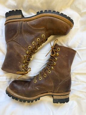 Women’s Georgia Boot Brown Leather Lace-Up Combat Boots